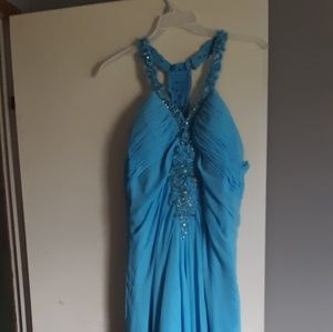 Blush prom dress with rhinestones